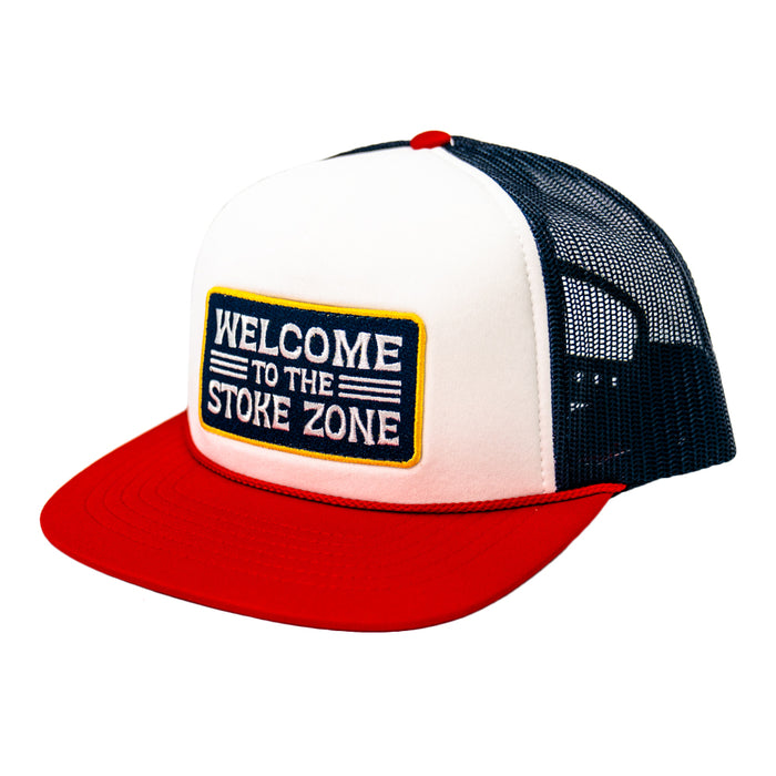 REAL Stoke Zone Trucker Hat-White/Navy/Red