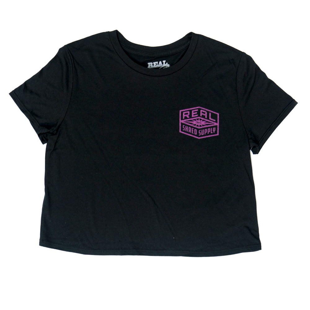 REAL Wmn's Shred Supply Crop Tee-Black