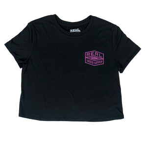 REAL Wmn's Shred Supply Crop Tee-Black