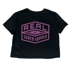 REAL Wmn's Shred Supply Crop Tee-Black— Alternate View