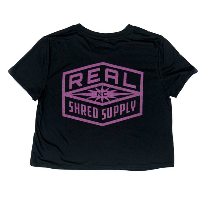 REAL Wmn's Shred Supply Crop Tee-Black