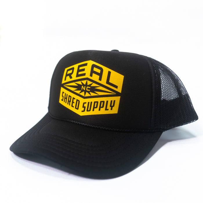 REAL Shred Supply Trucker Hat-Black/Orange