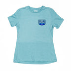 REAL Wmn's Lighthouse Badge Tee-Heather Blue Lagoon