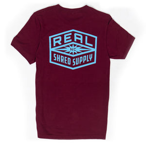 REAL Shred Supply Tee-Maroon— Alternate View