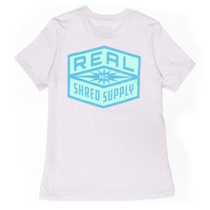 REAL Wmn's Shred Supply Tee-Lavender Dust— Alternate View