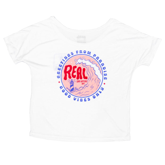 REAL Wmn's Good Vibes Wave Tee-White