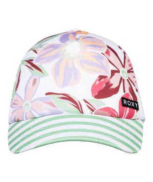 Roxy Honey Coconut Hat-Bright White Bayside Blooms— Alternate View