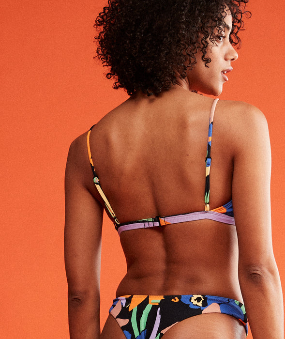 Roxy Color Jam Bralette Top-Anthracite Flower