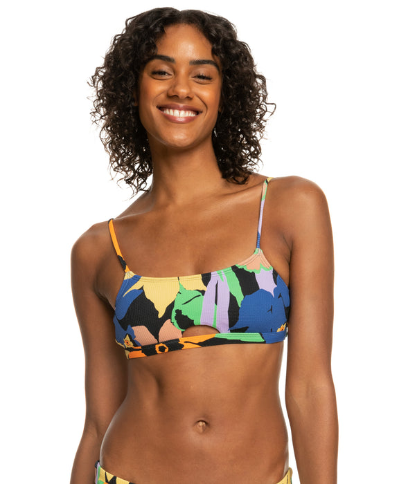 Roxy Color Jam Bralette Top-Anthracite Flower