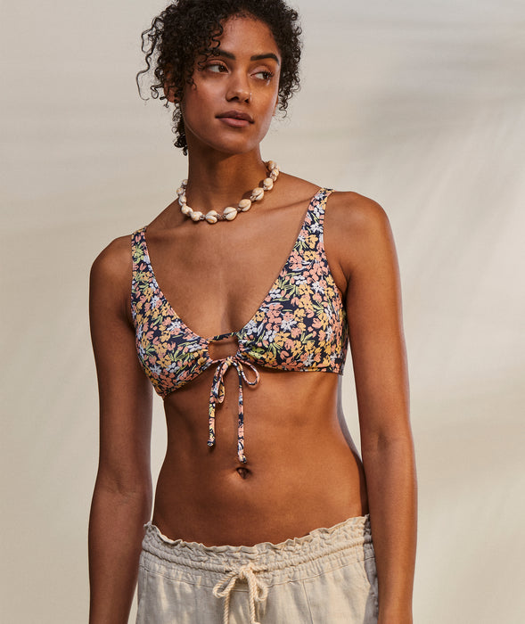 Roxy PT Beach Classics New Bralette Top-Mood Indigo Ditsy Love