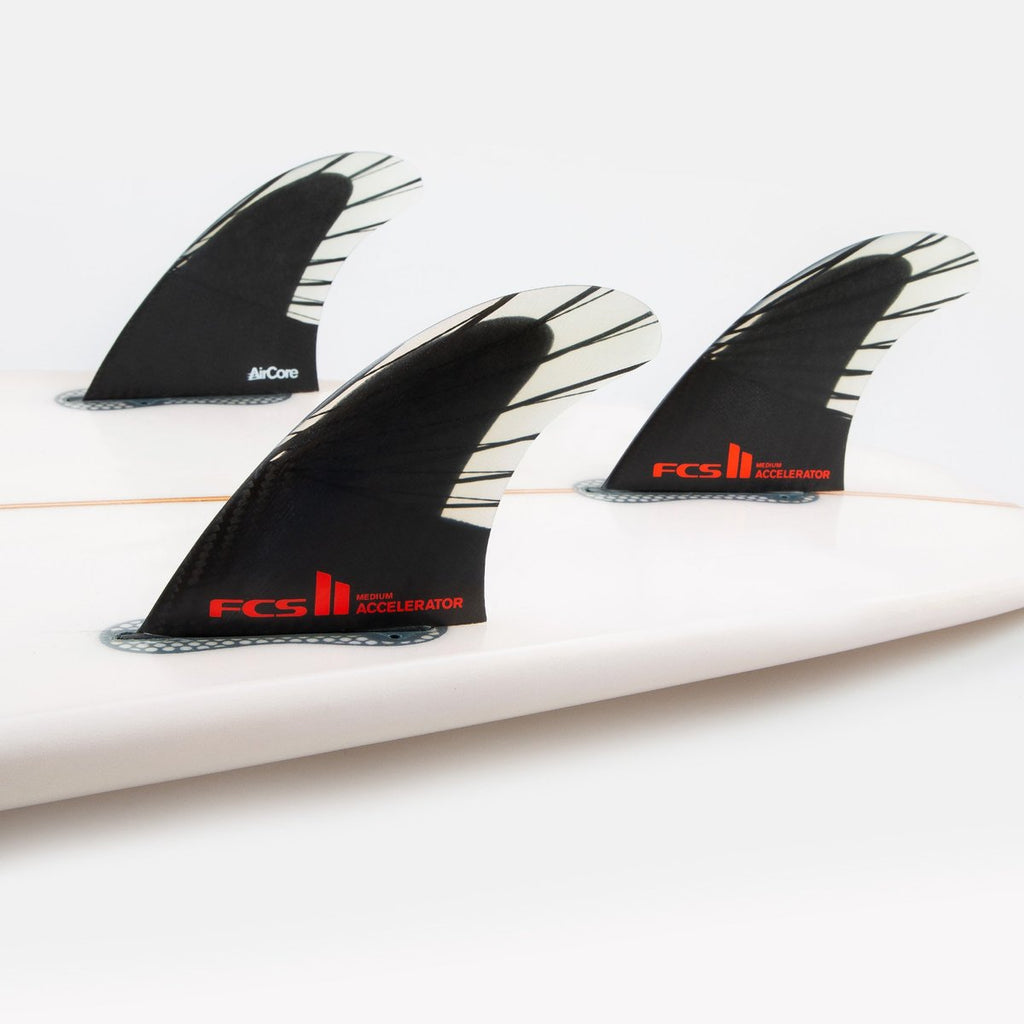 FCS Accelerator PC Carbon Tri Fin Set-Black/Red-Medium