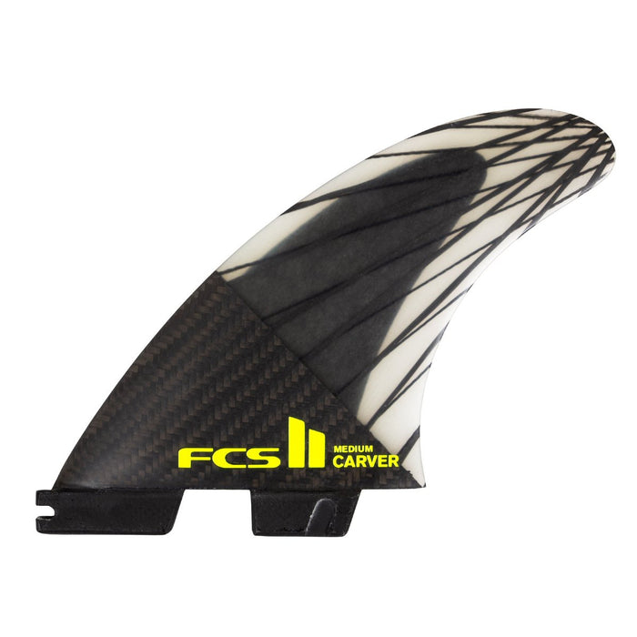FCS Carver PC Carbon Tri Fin Set-Black/Acid-Medium