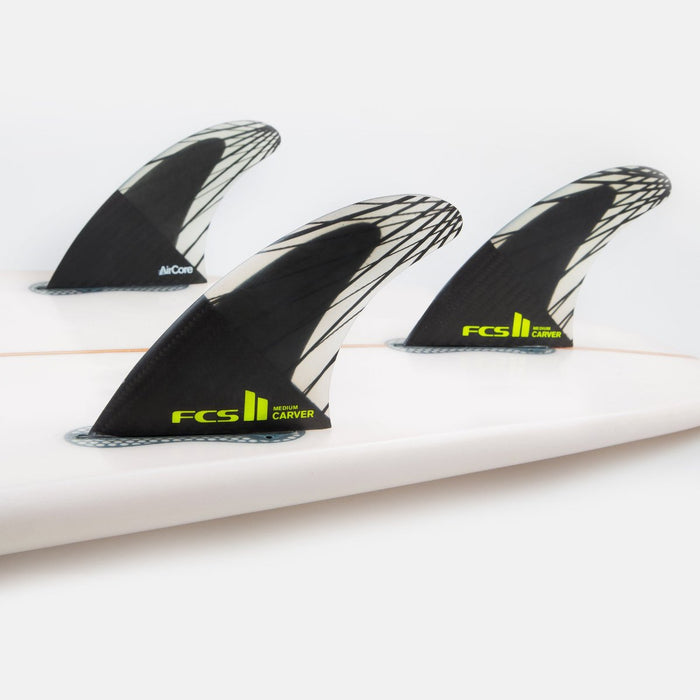 FCS Carver PC Carbon Tri Fin Set-Black/Acid-Medium
