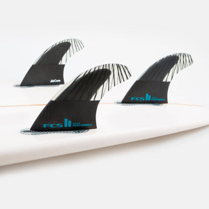FCS Performer PC Carbon Tri Fin Set-Black/Teal-Medium— Alternate View