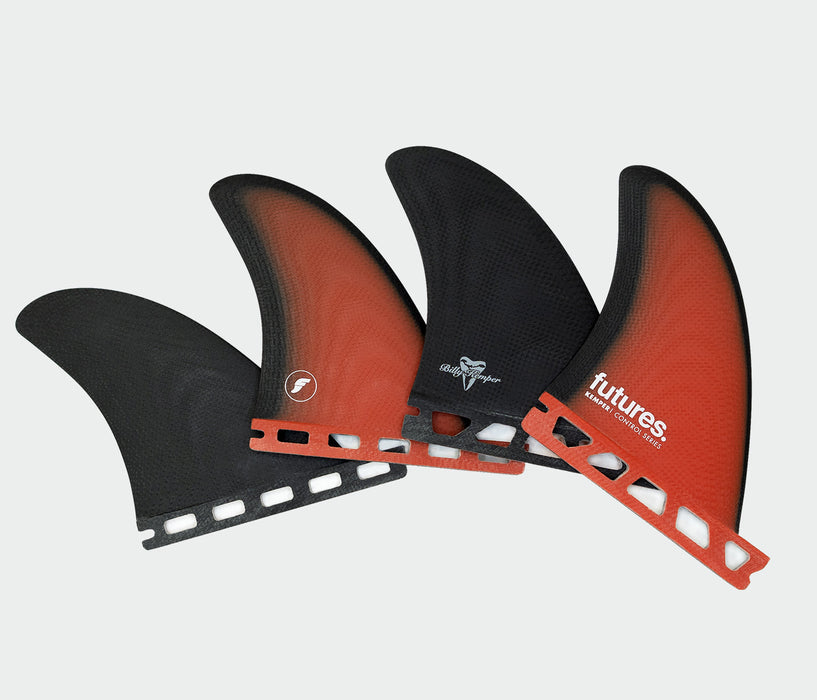 Futures Billy Kemper Control Series Quad Fin Set-Red/Black