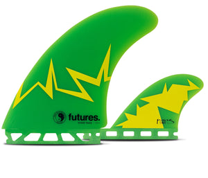 Futures Glenn Pang Twin +1 Fin Set-Green/Yellow-Large