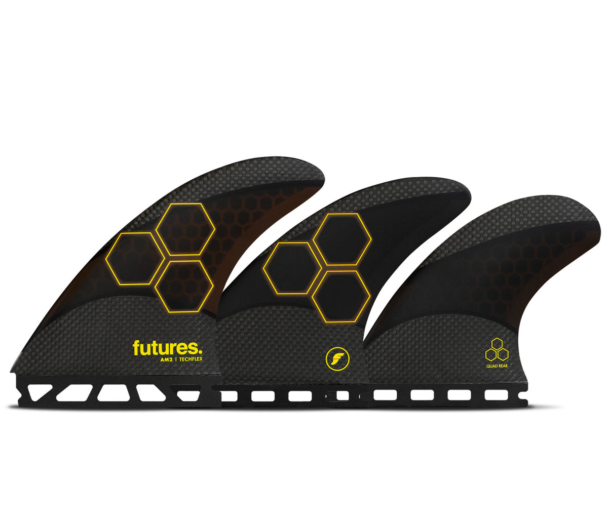Futures AM2 Techflex Tri/Quad Fin Set-Black/Orange-Large