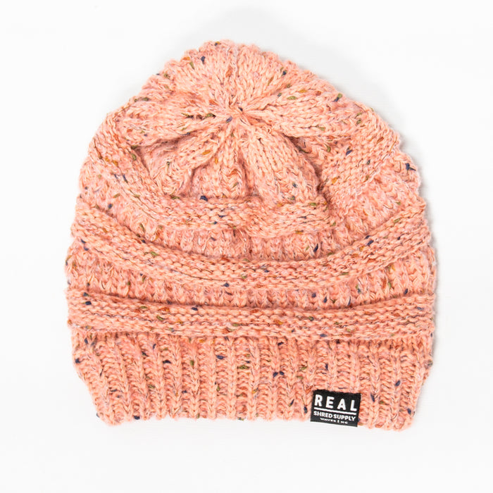 REAL Shred Supply Speckled Knit Beanie-Coral
