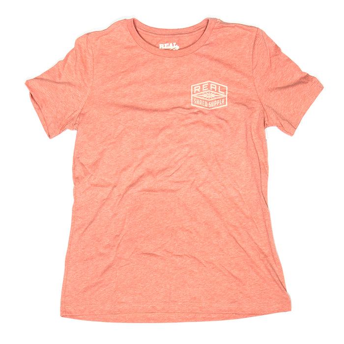 REAL Wmn's Shred Supply Tee-Heather Sunset