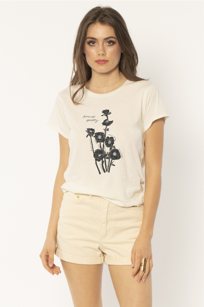 Amuse Flower Trail Fitted Tee-Vintage White