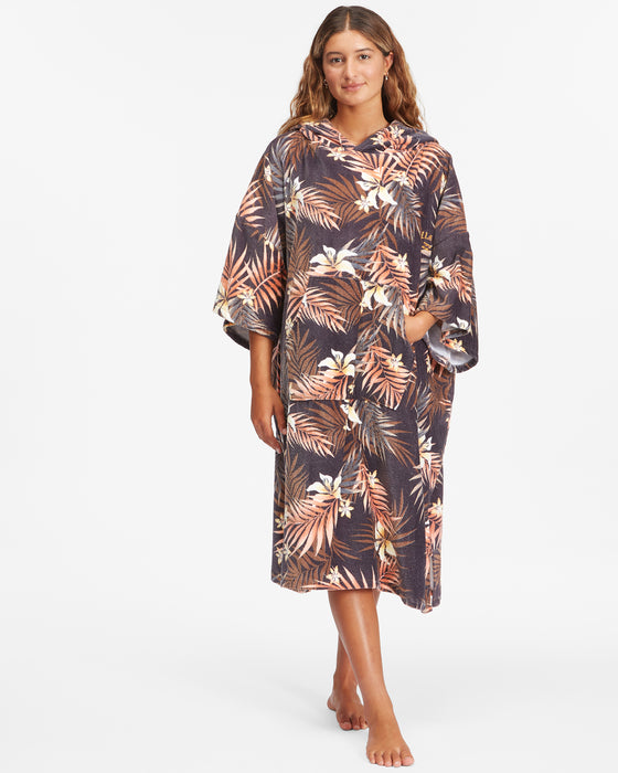 Billabong Wmn's Hooded Towel Poncho-Black Pebble
