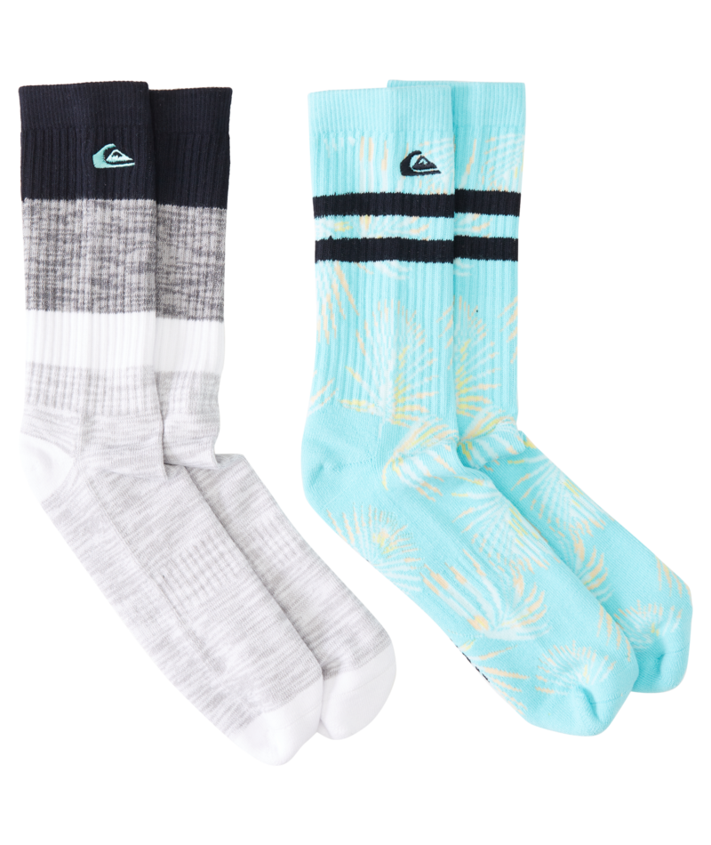 Quiksilver 2 Pack Crew Tropic Socks-Light Blue