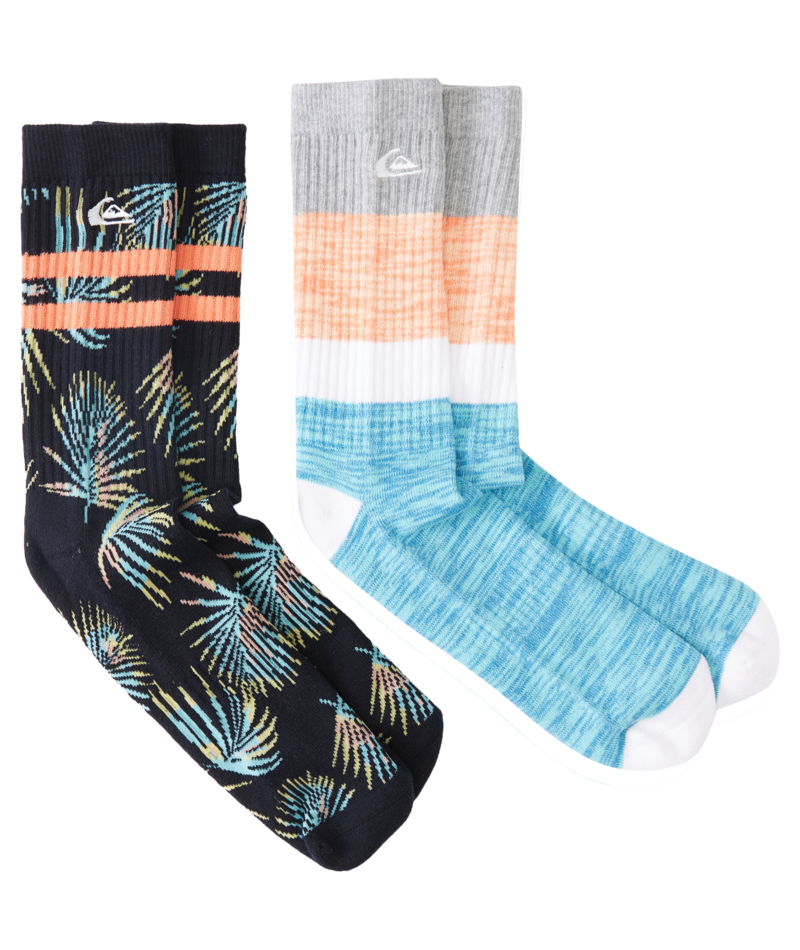 Quiksilver 2 Pack Crew Tropic Socks-Black