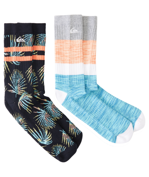 Quiksilver 2 Pack Crew Tropic Socks-Black