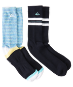 Quiksilver 2 Pack Crew Heyday Socks-Aqua/Ml Rainbow