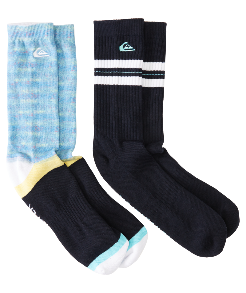 Quiksilver 2 Pack Crew Heyday Socks-Aqua/Ml Rainbow