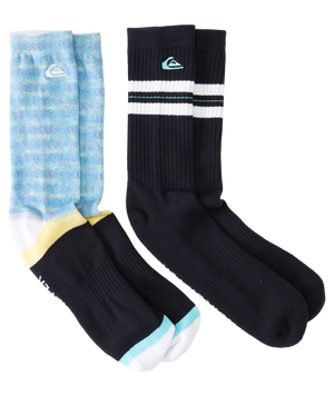 Quiksilver 2 Pack Crew Heyday Socks-Aqua/Ml Rainbow