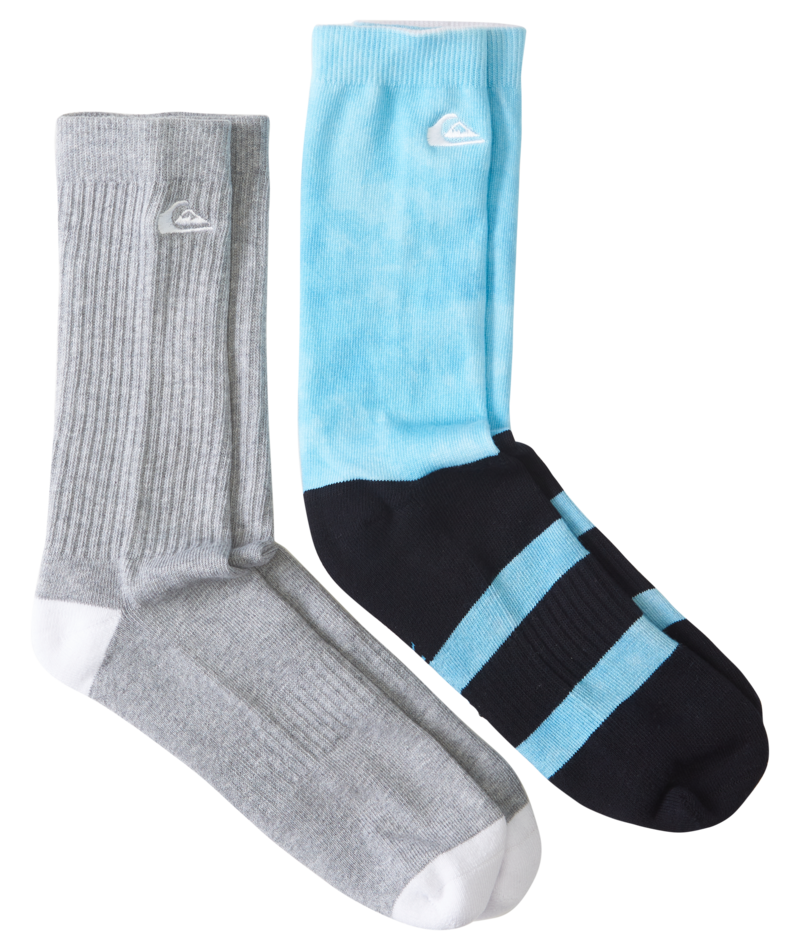 Quiksilver 2 Pack Crew Acid Drop Socks-Aqua/Ml Rainbow