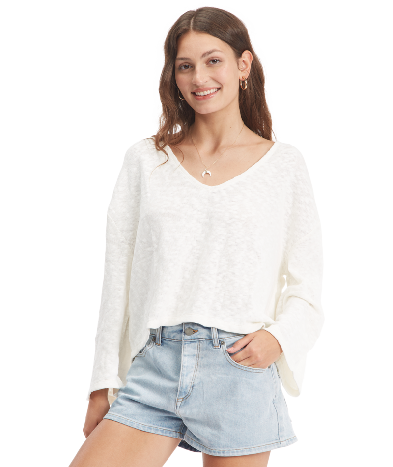 Roxy Board Walk Sweater-Snow White