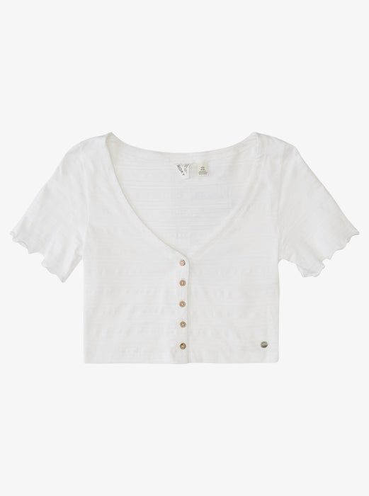 Roxy Uncomplicated Mind Solid Shirt-Snow White