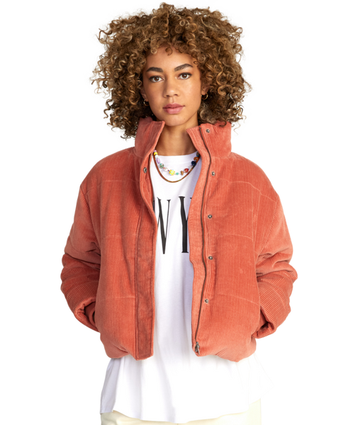 【eaphi】CORDUROY PUFFY JACKET Kissonic Women's Winter Corduroy Cropped Puffer Jacket Warm