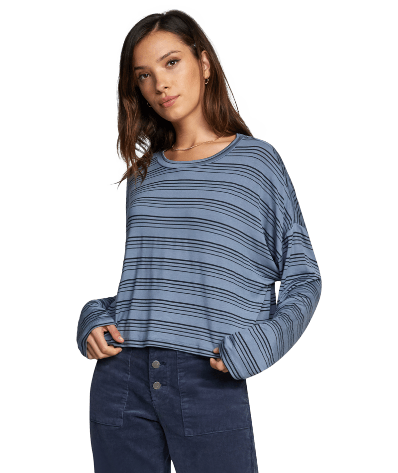 RVCA Countdown II L/S Tee-Blue Slate