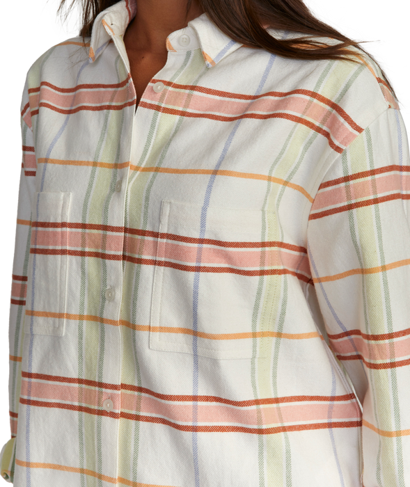 RVCA Rush Flannel L/S Shirt-Whisper White