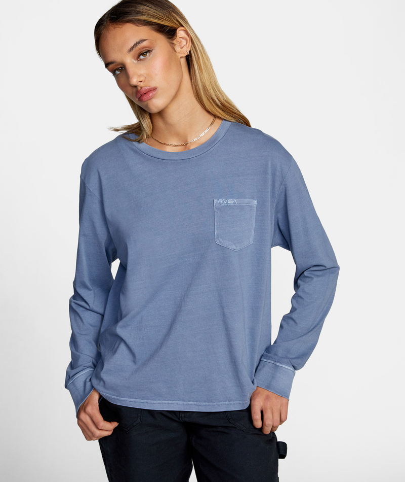RVCA PTC Stolen L/S Tee-Blue Slate