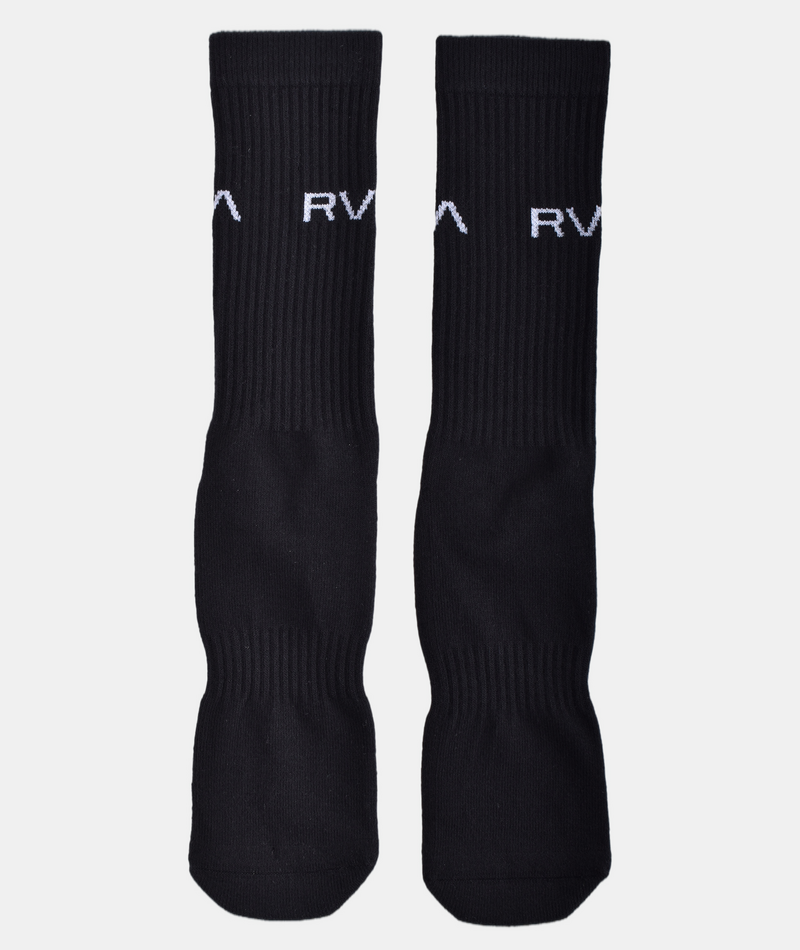 RVCA 2 Pack Basic Logo Crew Socks-Black