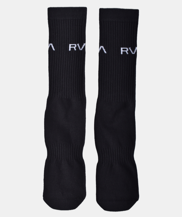 RVCA 2 Pack Basic Logo Crew Socks-Black