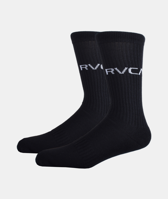 RVCA 2 Pack Basic Logo Crew Socks-Black