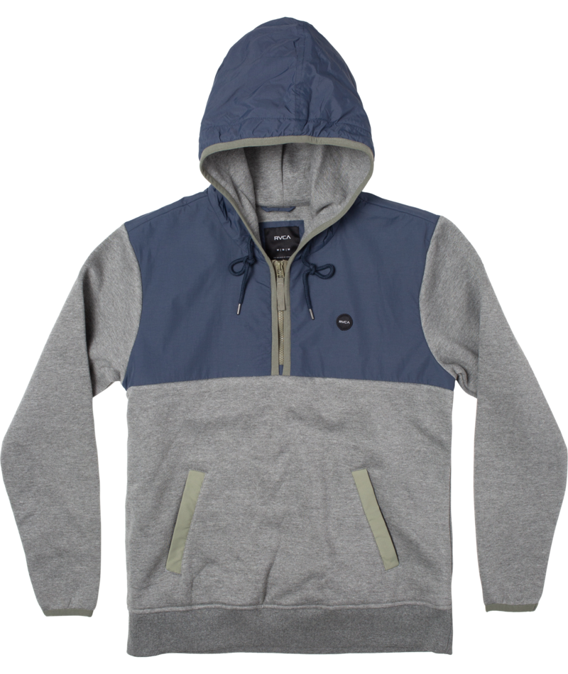 RVCA Oak Fleece Anorak Jacket-Heather Grey