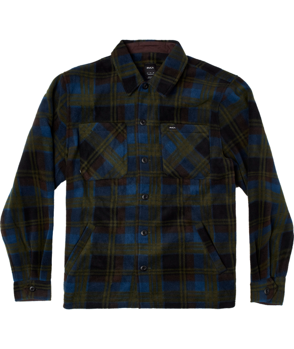 RVCA Yukon Hi Pile Fleece L/S Shirt-Hunter Green