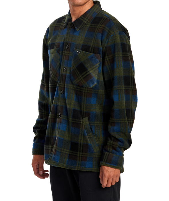 RVCA Yukon Hi Pile Fleece L/S Shirt-Hunter Green