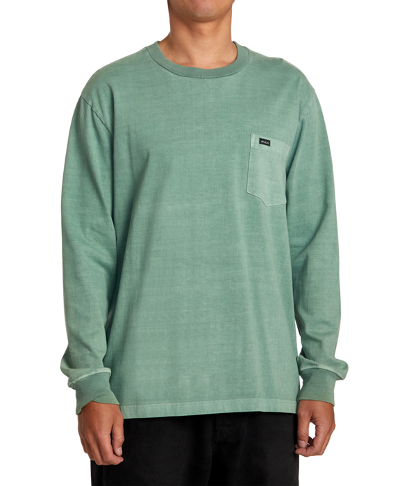 RVCA PTC Crew Neck L/S Tee-Spinach