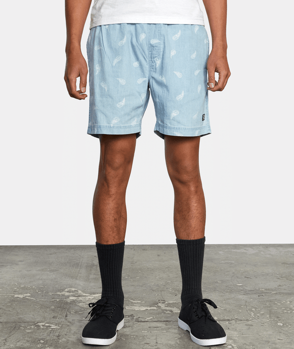 RVCA Doom Elastic Shorts-Washed Denim