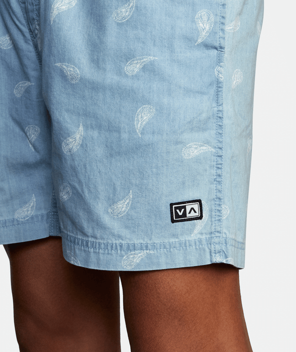 RVCA Doom Elastic Shorts-Washed Denim