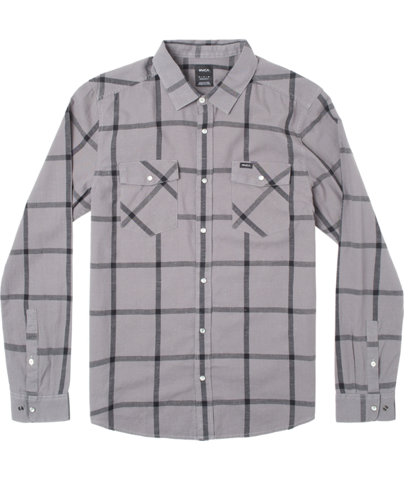RVCA Neps Plaid L/S Shirt-Smoke