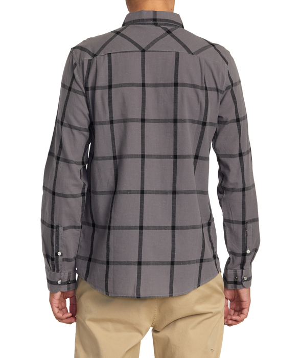 RVCA Neps Plaid L/S Shirt-Smoke
