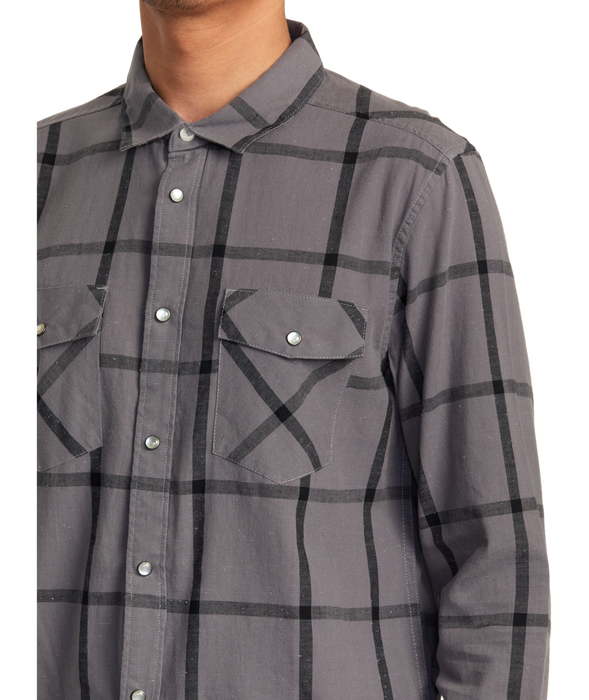 RVCA Neps Plaid L/S Shirt-Smoke